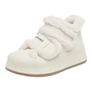 达芙妮加绒小白鞋女2026新款冬季厚底保暖棉鞋防滑毛毛女鞋雪地靴