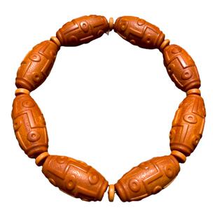 九眼天珠男士橄榄核手串男款高端核雕文玩柳叶核精雕小籽桶珠女款