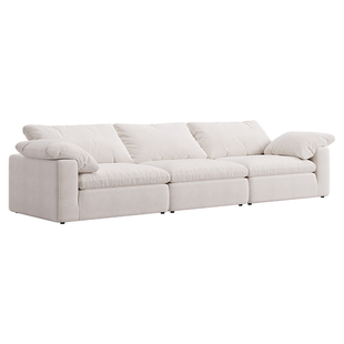 PAULJOHN/cloud云沙发奶油侘寂风亚麻布艺沙发客厅羽绒模块组合