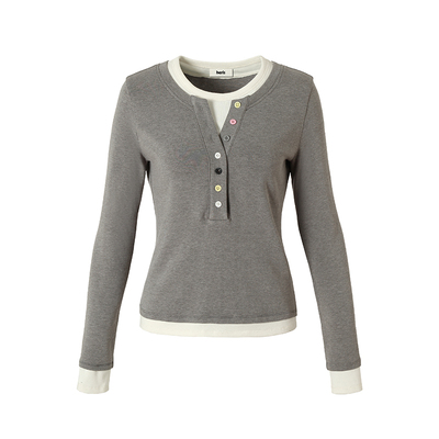 「heris」糖豆扣亨利领上衣