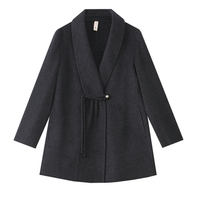 小个子妈妈双面呢子大衣气质修身