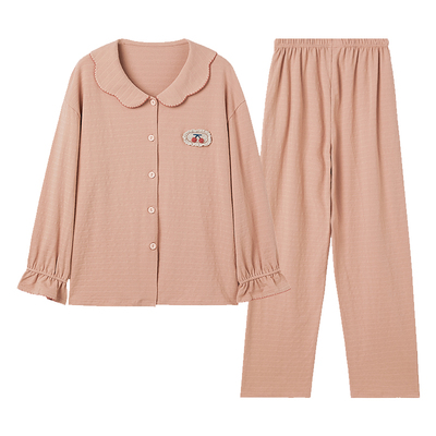 纯棉睡衣女士长袖春秋开衫甜美