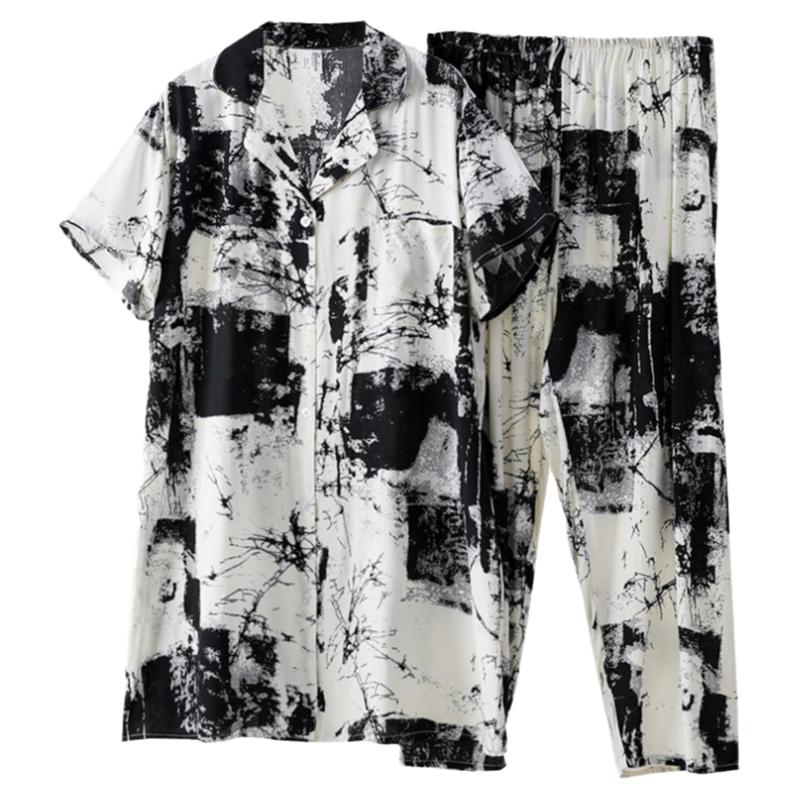 女男女短袖九分裤家居服睡衣