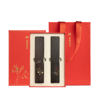 张小凤柿柿如意紫光檀螺钿镇纸