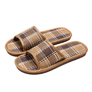 藤草编织凉拖鞋女夏天居家室内吸汗地板防滑夏季家用草编拖鞋男士
