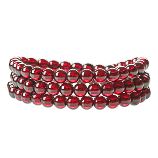 VZZS石榴石手链散珠女款酒红石榴石人造水晶珠子手串配饰配件送绳