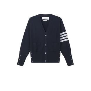 【自营】Thom Browne/汤姆布朗男士秋冬羊绒衫V领针织衫开衫男装