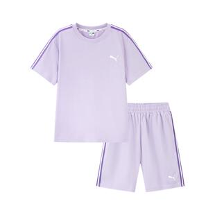 PUMA彪马运动套装女夏季新款速干短袖裤时尚休闲小个子紫色健身服