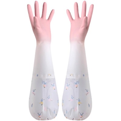 洗碗手套女防水橡胶加绒冬季厨房耐用型刷洗衣衣服皮家用加厚家务