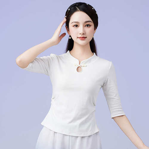 新款广场舞上衣复古立领跳舞服中国风舞蹈服女表演服装长袖练功服