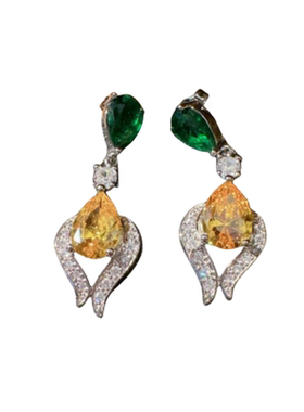 凤仪万千彩虹凤凰宝石项链 古董感 镀18K金 凤凰翅膀锆石项链耳环