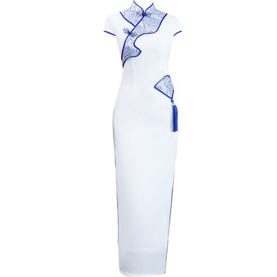 青花瓷走秀胖mm中国风旗袍演出服