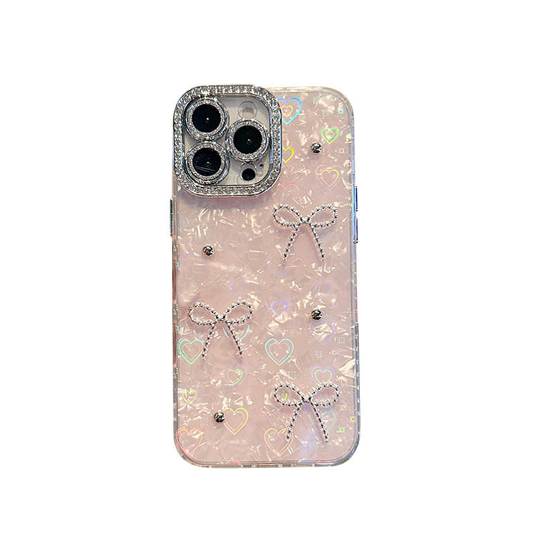 适用iPhone17promax水钻KT高级感手机壳苹果16plus领结18pro奢华时尚14女款蝴蝶结15保护套奢华硬壳个性轻奢
