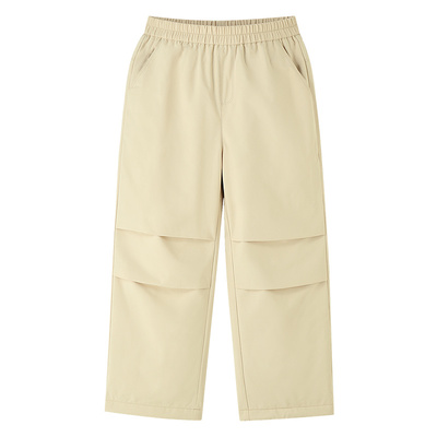 安奈儿童装女童裤子2025冬新款休闲直筒长裤加绒保暖弹力伞兵裤