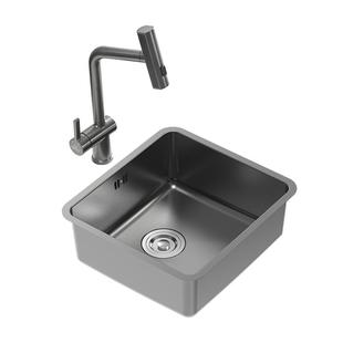 悍高厨房水槽304不锈钢圆槽岛台小单槽厨房洗碗槽小方槽