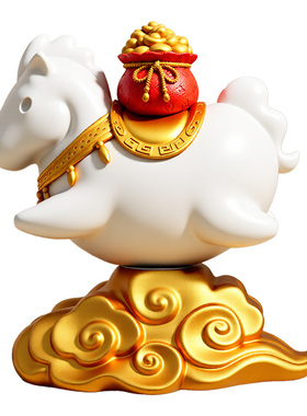 【马年吉祥物】马上有钱装饰摆件