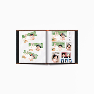 小皮面diy自粘覆膜相册本宝宝4567寸家庭大容量拍立得纪念册影集