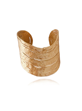 法式金属线条海浪镀金手镯戒指