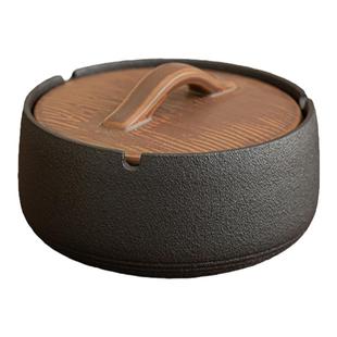 中式创意蒸笼烟灰缸带盖复古防飞灰烟缸办公室高级感轻奢大号烟盅