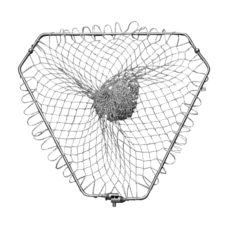 智毅可折叠不锈钢实心三角抄网头大力马渔网兜大巨物捞鱼网头防挂