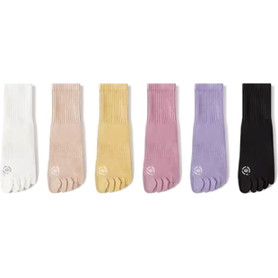 副歌袜子春秋冬抗菌防臭五指袜运动健身高棉分趾袜女士中筒袜棉袜