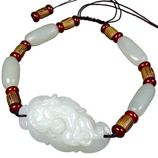 和田玉貔貅手链女士手串男款情侣皮丘天然玉石手饰饰品礼物