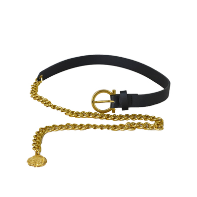 女士真皮锌合金复古山茶花腰链