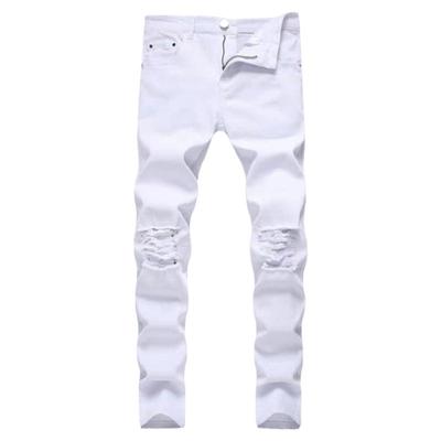 啄木鸟纯棉白色牛仔裤男修身小脚