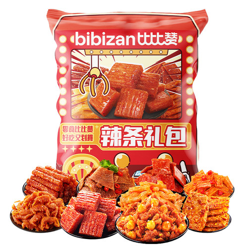 比比赞辣条零食大礼包解馋休闲小吃食品网红爆款辣卤礼盒送礼批发