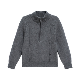 中大女童毛衣25秋冬新款女孩立领保暖针织衫上衣红色灰杏内搭时尚