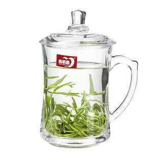 加厚耐热玻璃茶杯带盖茶饮杯盖杯带把杯子家用办公喝水杯泡茶杯