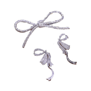 韩式甜美璀璨奢华水钻蝴蝶结发夹皇冠新娘头饰对夹礼服配饰