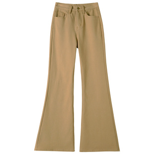 拉夏贝尔加绒复古微喇牛仔裤女秋冬2025新款高腰显瘦不贴腿喇叭裤