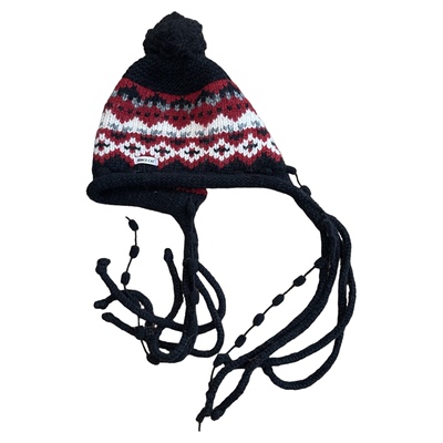 新款秋冬提花流苏护耳针织帽女