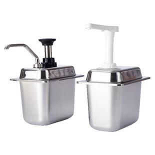 老挝咖啡连锁酱料亚汁壶摩卡果酱泵手压定量果酱不锈钢瓶优质保证