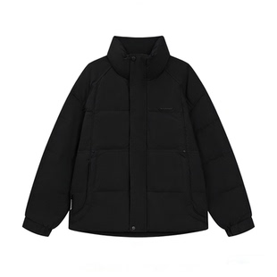 2025新款冬季立领短款羽绒服男黑色休闲保暖外套轻便男装纯色
