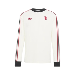 adidas阿迪达斯曼联足球休闲文化圆领上衣2026春男长袖T恤 JZ2235