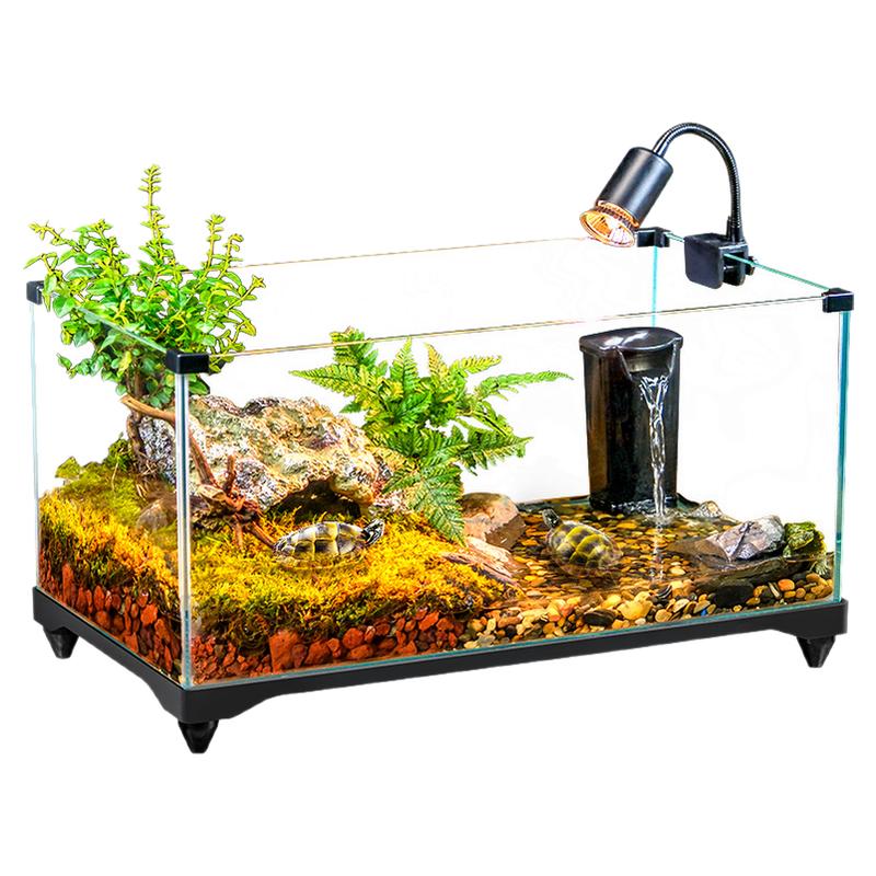烏龜飼養(yǎng)缸生態(tài)造景家用玻璃缸小型別墅水陸兩用養(yǎng)烏龜專用缸魚缸