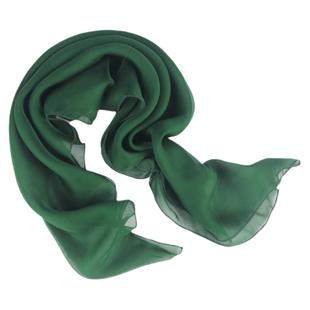 方巾女2025新款大牌100%桑蚕丝墨绿色纱巾时尚春秋真丝围巾小丝巾
