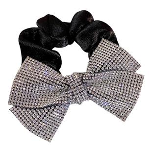 日韩网红爆款丝绸大肠发圈满钻蝴蝶结发绳扎头头绳女夏丸子头发饰