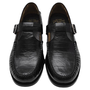 COMMON SCENTS鳗鱼皮压纹「Loafer」T-Bar金属日字扣牛皮乐福皮鞋