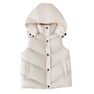 秋冬新款儿童羽绒棉马甲加厚连帽男童女童外穿宝宝坎肩中大童马夹