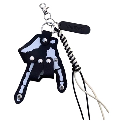 afaaa原创皮革手掌可调节手势包包挂件编织绳ins小众质感腰间挂饰