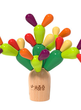 木质仙人掌拼插积木宝宝益智玩具