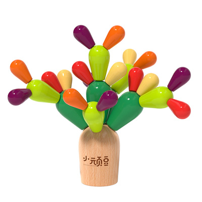 木质仙人掌拼插积木宝宝益智玩具