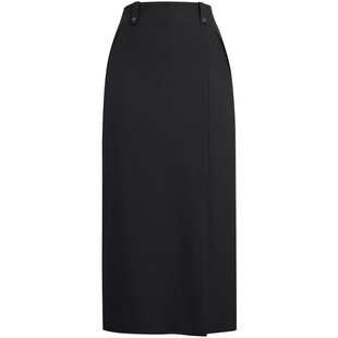 [通勤百搭]LANDI黑色高腰直筒侧开叉长款包臀半身裙女2026春新品