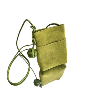 真皮手机包2025新款头层牛皮麂皮绒斜挎迷你小包包轻便散步小挎包