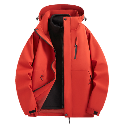 稻草人朱雀红冲锋衣女士秋冬季2025新款小个子三合一红色外套男士