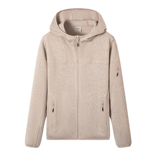 outdoor products 秋冬新品针织外套女加绒保暖简约连帽外套