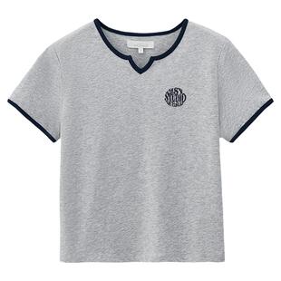 MOUSSY 夏季新品非正式学院风基础撞色刺绣T恤028HS490-1191